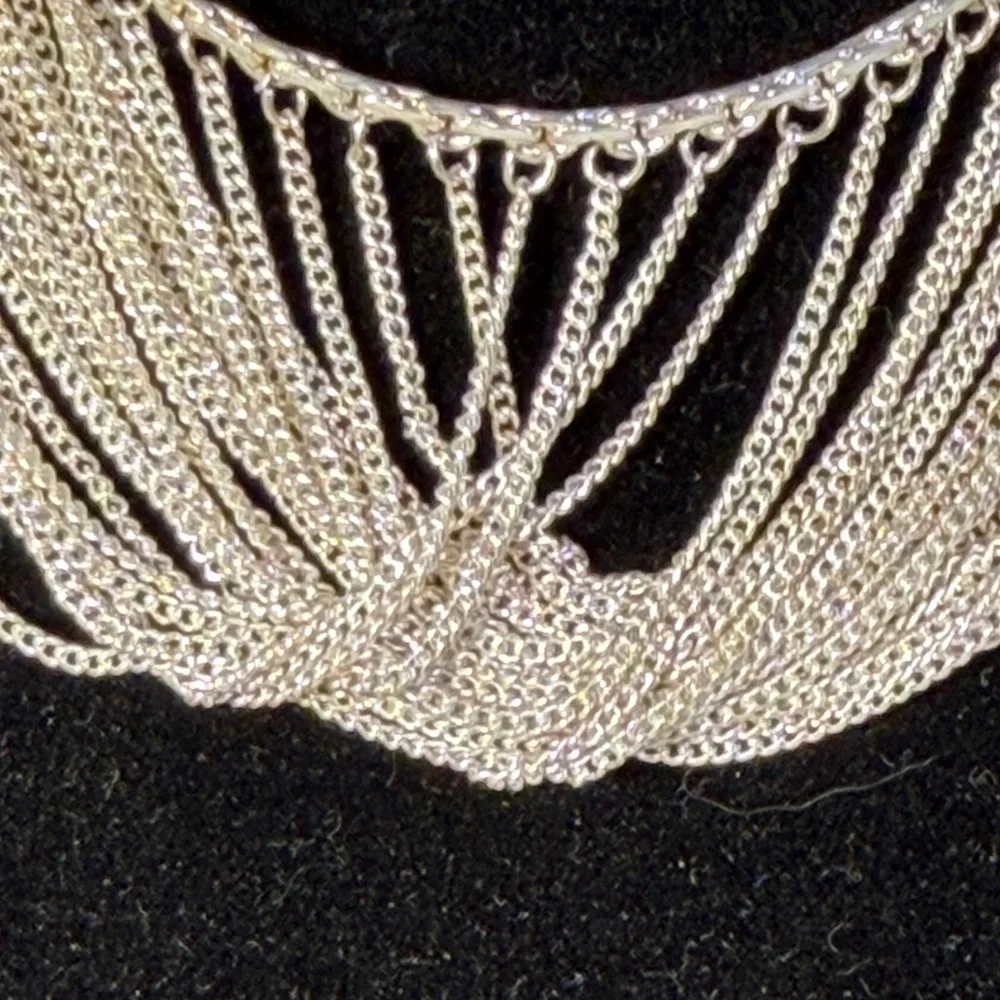 STERLING SILVER STATEMENT BIB NECKLACE FINE 925 6193 - Picture 9 of 9